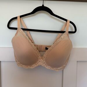 Natori feathers lace contour plunge underwire bra size 36G nude